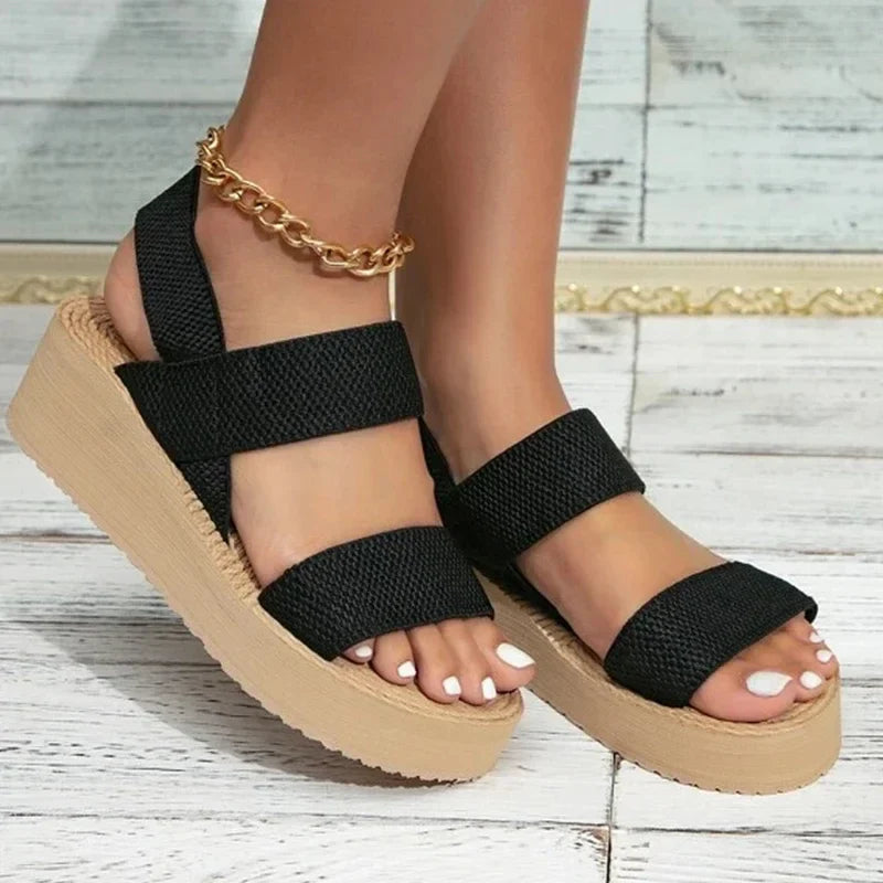 eybag New Minimalist Slingback Wedge Sandals Outdoor Summer Lightweight Slides Solid Color Thick Bottom Ladies Shoes Female Sandals