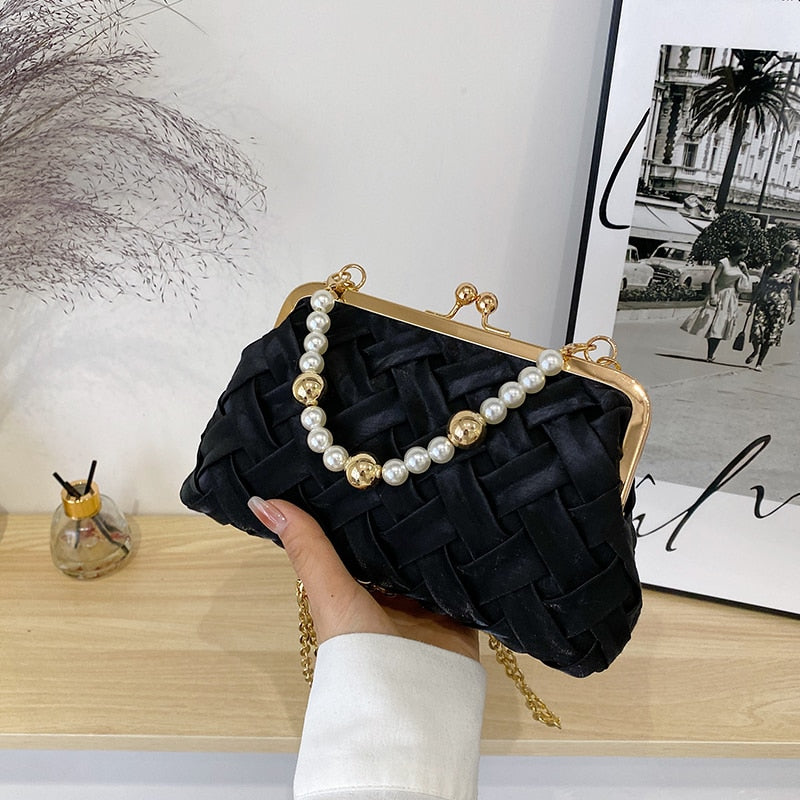 Lkblock Fashion Pearl Handle Handbag For Women Luxury Banquet Women's Bag Trend Ladys Evening Clutch Purse Party Bag Corssbody Bags