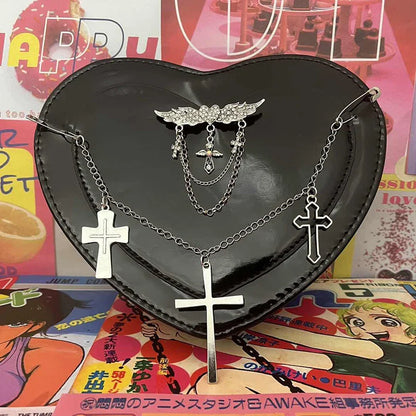 eybag Y2K Subculture Women's Bag 2024 Trend Punk Gothic Cross Heart Shaped Crossbody Shoulder Bags Female Harajuku Bolso Mujer Cute