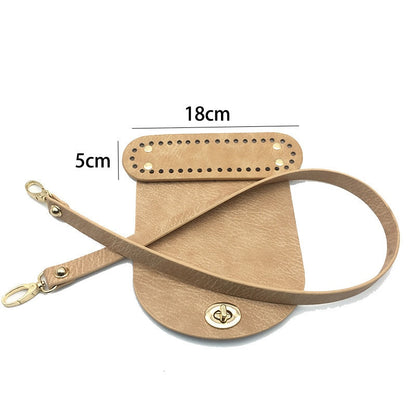 eybag High quality simulation leather hand bag homemade straw bag accessories leather cover bottom straps three-piece spot