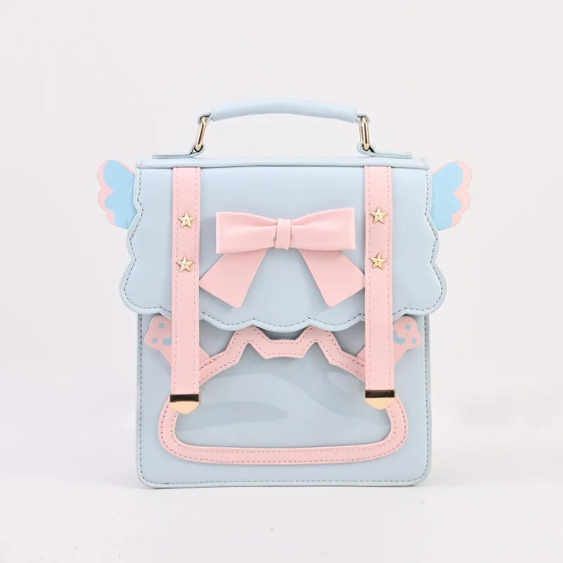 eybag Cute Sweet Shoulder Bag for Women Bow Contrast Color Lolita Jk Square Student Small Backpack Casual Leather New Backpack