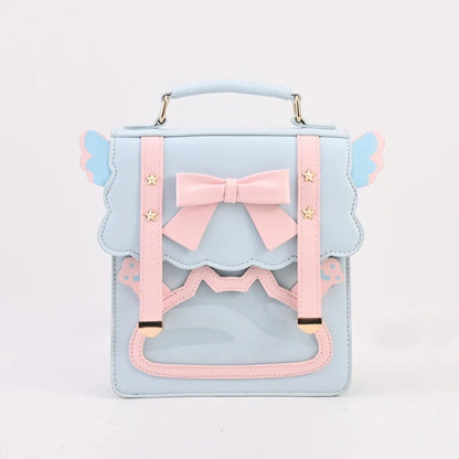 eybag Cute Sweet Shoulder Bag for Women Bow Contrast Color Lolita Jk Square Student Small Backpack Casual Leather New Backpack