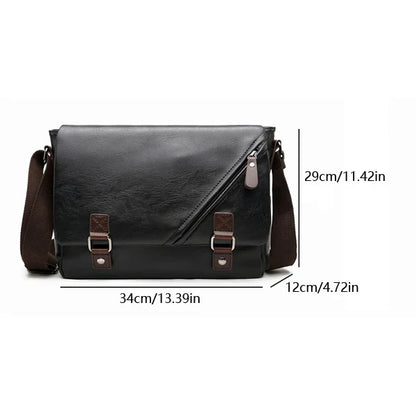 eybag Vintage Male Messenger Bag PU Leather Crossbody Bag Versatile Shoulder Handbag for Men