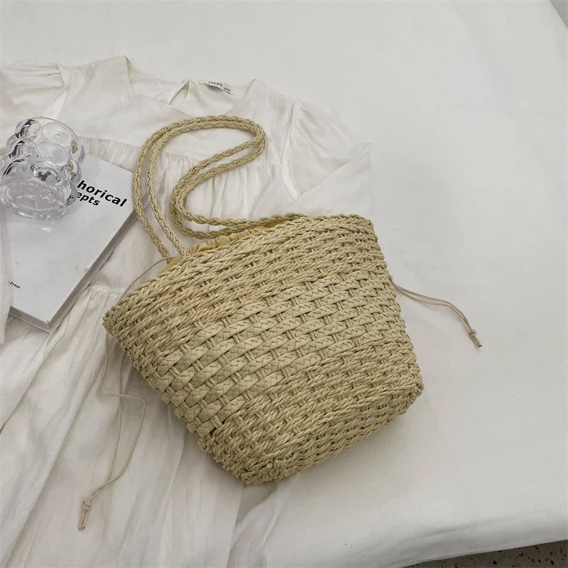 eybag Summer straw bag for women Large Capacity Woven Handmade Handbag Lady Tote Vacation Beach Bag Rattan Shoulder Bag Bucket bag