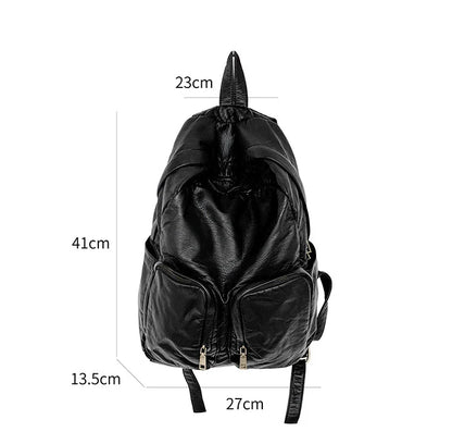 eybag Multiple Pockets Luxury Backpack Soft PU Leather Back Pack Bags for Unisex Large School Bag Teenager New 2024 Designer Bag Women