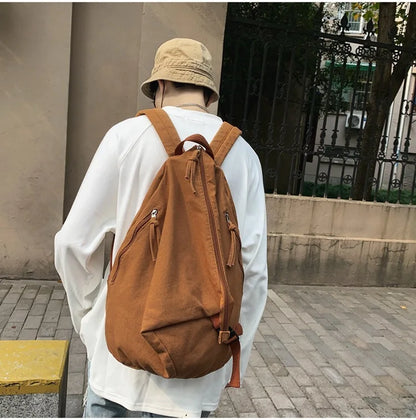 eybag Female Canvas Fabric School Book Laptop Backpack Student Casual Street Travel Soft Cloth Stylish Big Capacity Daily Rucksack Bag