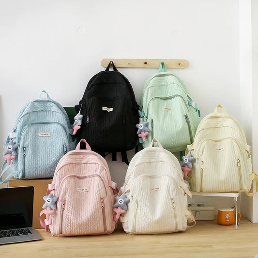 eybag Student Backpack Large Capacity Waterproof Fashion Letters Solid Color Girls Teenagers Casual School Bags School Supplies