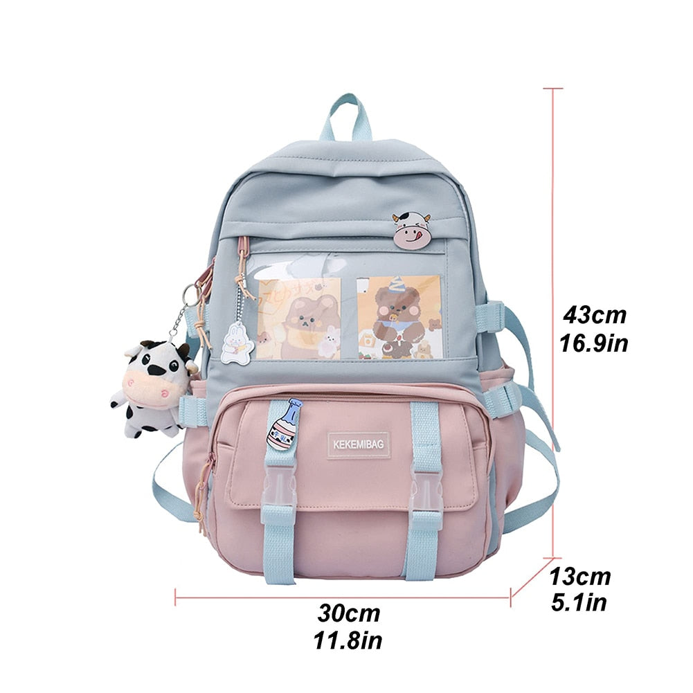 eybag Japanese Girls Aesthetic Backpack Cute School Bags For Student Teens Girls Pockets Kawaii Women Laptop Backpack Harajuku Mochila