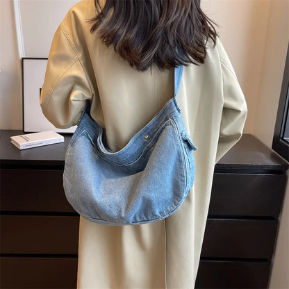 eybag Fashion Washed Denim Crossbody Bags For Women Large Capacity Casual Shoulder Tote Bag Student School Bag Female Travel Handbag