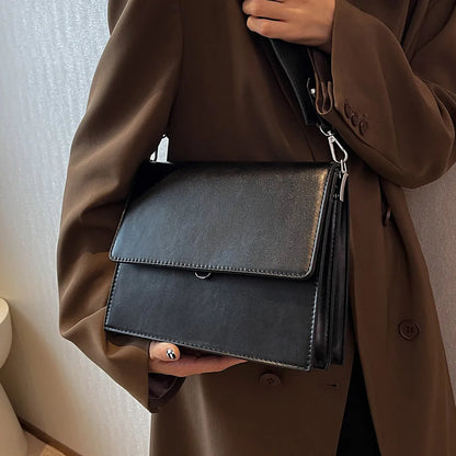 eybag Double Layers Underarm Shoulder Bags For Women Trend Designer Square Flap Crossbody Bag PU Leather Ladies Handbags