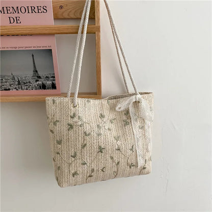 eybag women's handbags trend 2024 weaving and flower embroidery Tote bag Luxury Designer Beach Handbag Summer Picnic Bags New