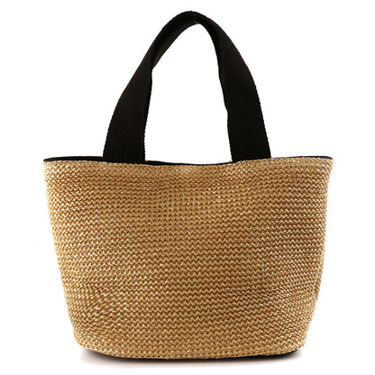 Lkblock Elegant Ladies Straw Woven Handbag Women Holiday Beach Casual Tote Top-Handle Bags Fashion Retro Shoulder Bags 2022