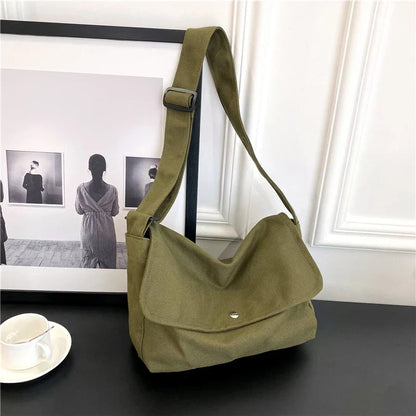 eybag Fashion Women Shoulder Messenger Bag Solid Simple Canvas Spring Shopping Bag Female Tote Crossbody Bag For Women Ladies Handbag