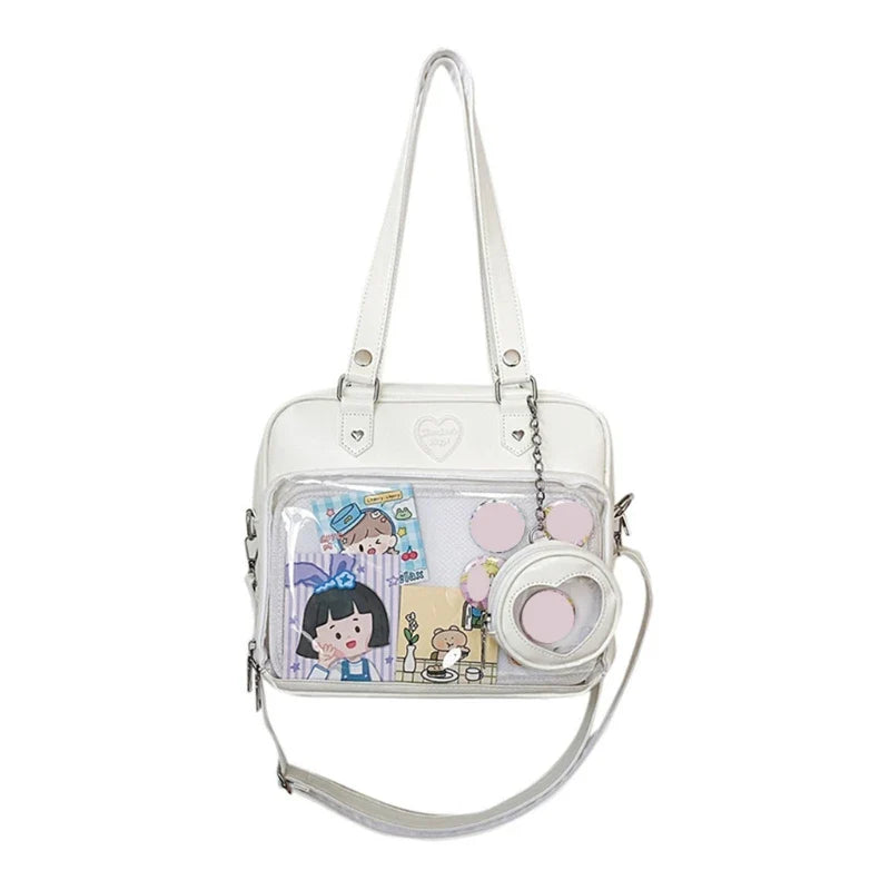 eybag Japanese Harajuku Itabag Girls PU Transparent Bag School Student Handbags Ita Bag Tote JK Uniform Shoulder Crossbody Bag