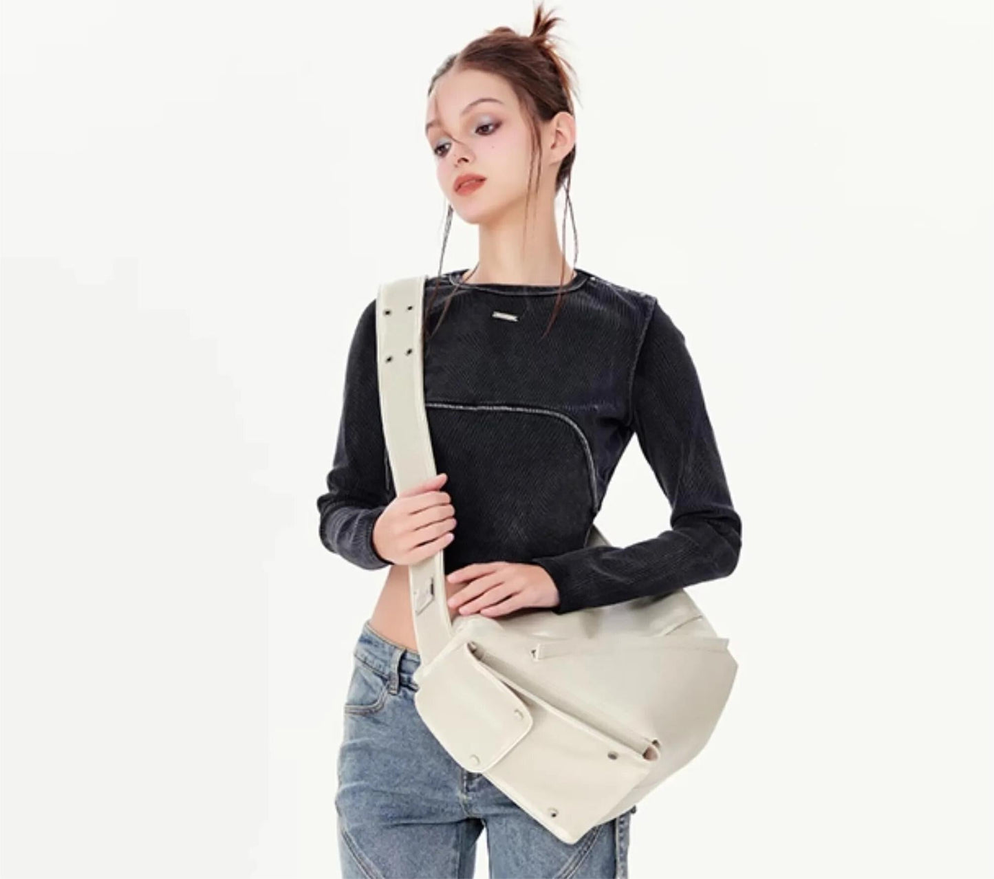 eybag Original Design Irregular Triangle Crossbody Bag European And American Fashion Motorcycle Wind Large Capacity Shoulder Bag Trend