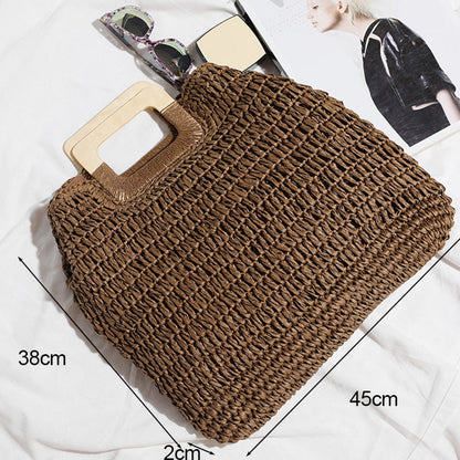 eybag Retro Top Handle Design Crossbody Bag for Women Branded Simple Summer Straw Woven Handbags Female Hollow Basket Shoulder Bags