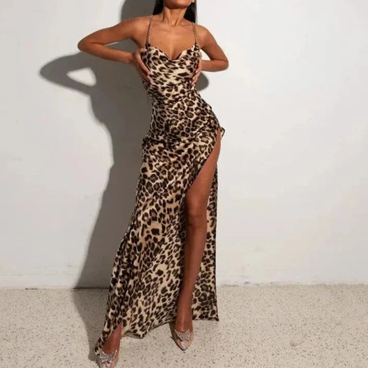 eybag Women Sexy Party Club Evening Streetwear Bodycon Leopard Long Dress 2024 Summer Clothes