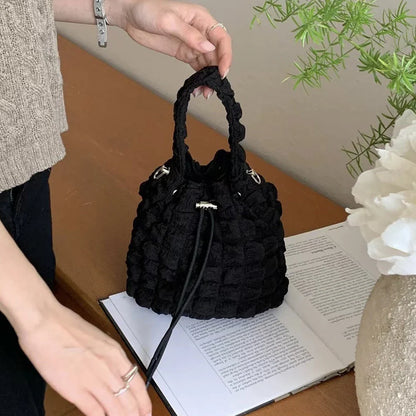 eybag Luxury Puffy Bucket Bag Plaids Quilted Purses and Handbags Designer Drawstring Shoulder Bag Padded Crossbody Bags for Women 2024