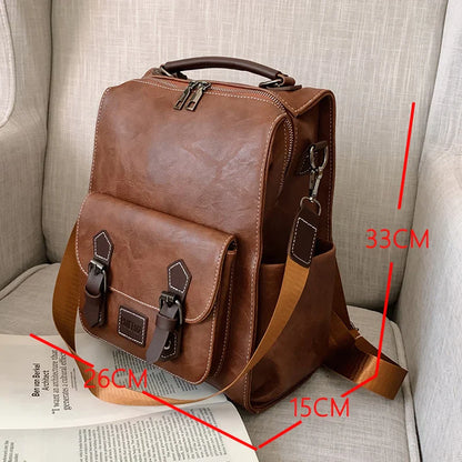 eybag Women Vintage Leather Backpacks Vintage Female Shoulder Bags Sac a Dos Casual Travel Ladies Bagpack Mochilas School Bags