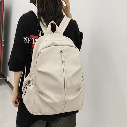 eybag Unisex Backpack Casual Fashion Large Capacity School Bag Simple Trendy PU High Quality Travel Bag Couple Bag