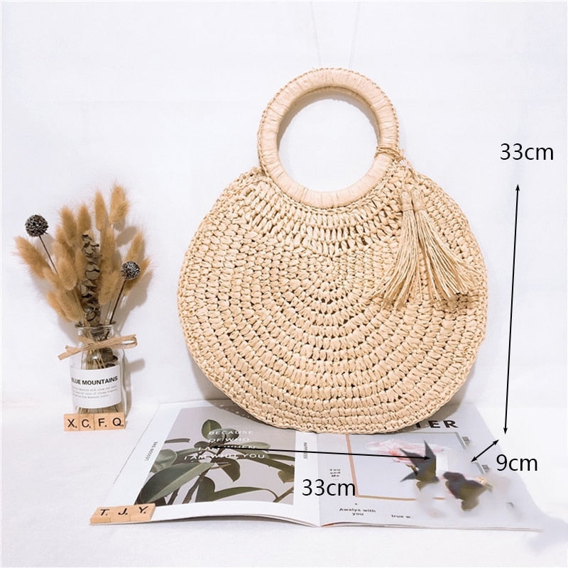 eybag Retro Top Handle Design Crossbody Bag for Women Branded Simple Summer Straw Woven Handbags Female Hollow Basket Shoulder Bags