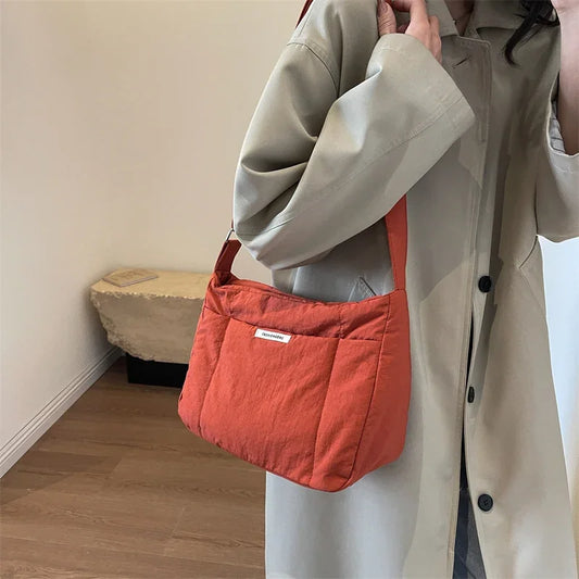 eybag Winter New Large Capacity Women Casual Shoulder Bag Simple Solid Color Crossbody Bag Fashion College Student Travel Shopper Bag