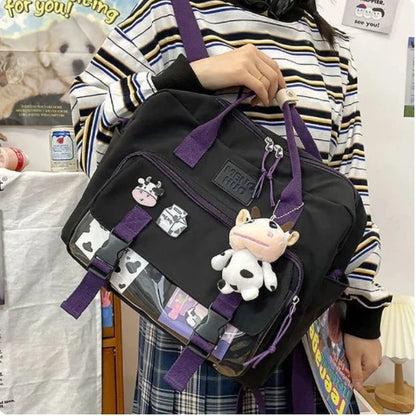 eybag Japanese Style Kawaii Backpack Girls Transparent Pocket Tote Itabag Crossbody Bags College Student Back To School Bags