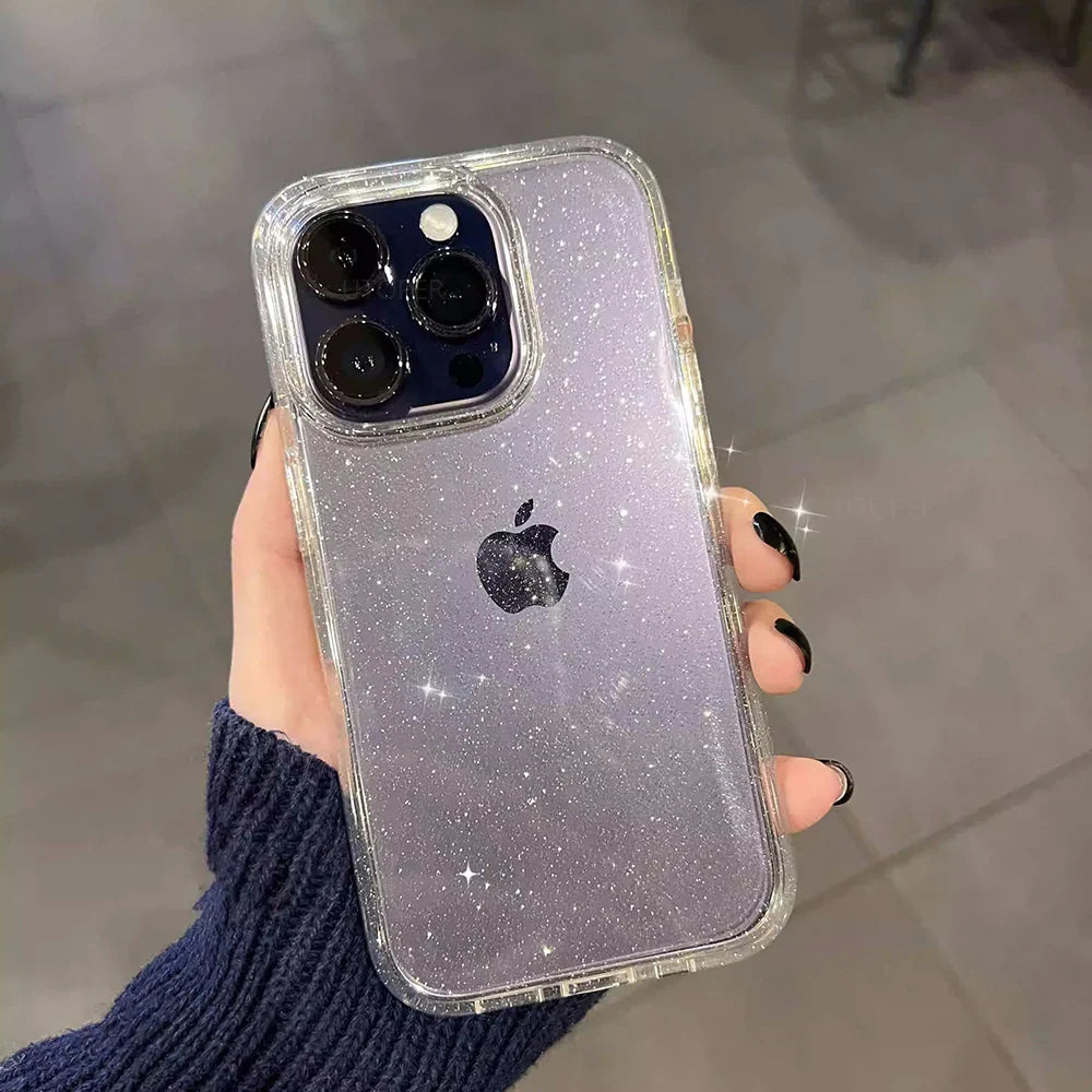 eybag Luxury Soft Silicone Clear Glitter Phone Case For IPhone 15 14 13 12 11 Pro Max 15 Plus X XS Max XR Shockproof Cover Funda