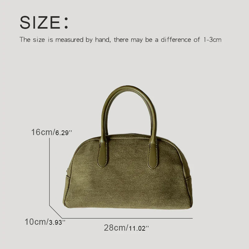 eybag Korean Casual Boston Bag For Women Luxury Designer Handbags And Purses 2024 New In Faux Suede Vintage Nubuck Leather Carry Wrist