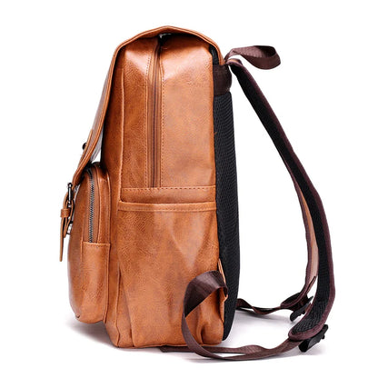 eybag Fashion Trend Men Backpack Computer Students PU Leather Daily Boys Students Bag Fashion Pockets Multi-Zipper For Working