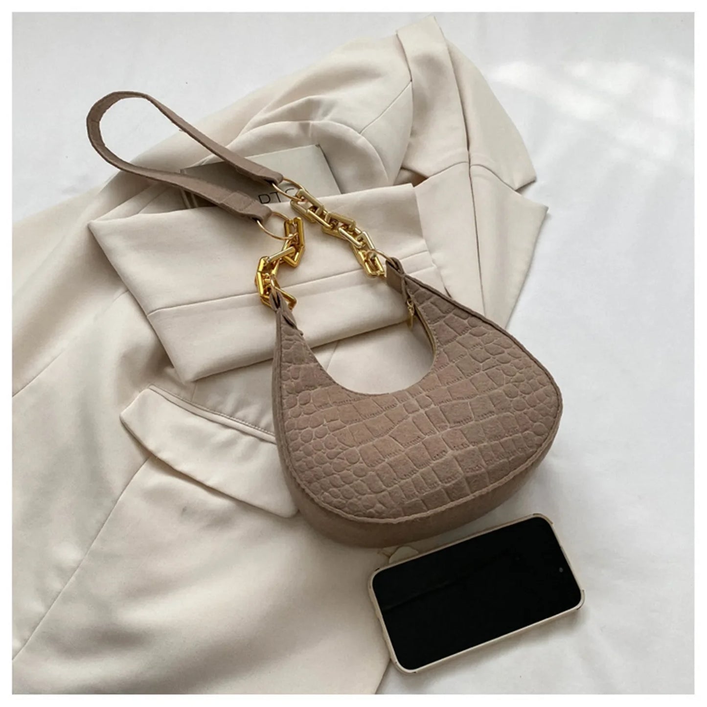 eybag Women Underarm Bag Retro Felt Fashion Shoulder Bag Autumn Casual Purse Light Weigh Casual Phone Bag 2024