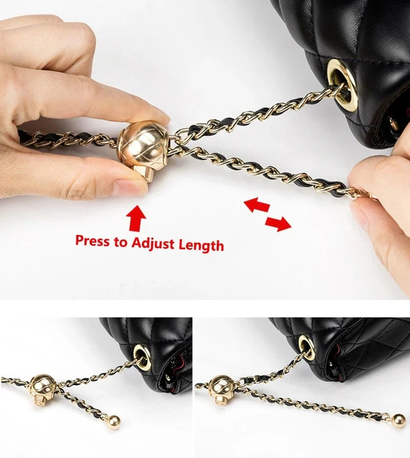 eybag 120cm Bag Chain with PU Leather DIY Replacement Shoulder Crossbody Metal Bag Chain Strap with Length Adjustable Ball Bag Accessories