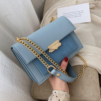 eybag autumn and winter new leather chain flap small square bag casual all-match one-shoulder diagonal bag