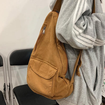 eybag Women Shoulder Messenger Bag Canvas Crossbody New Trend Fashion Female Bag Solid Color High Quality Ladies Chest Bag