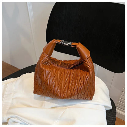 eybag French Fashion Handbag New Women's Texture Leather One Shoulder Crossbody Bag Temperament All-match Pleated Clutch Bags