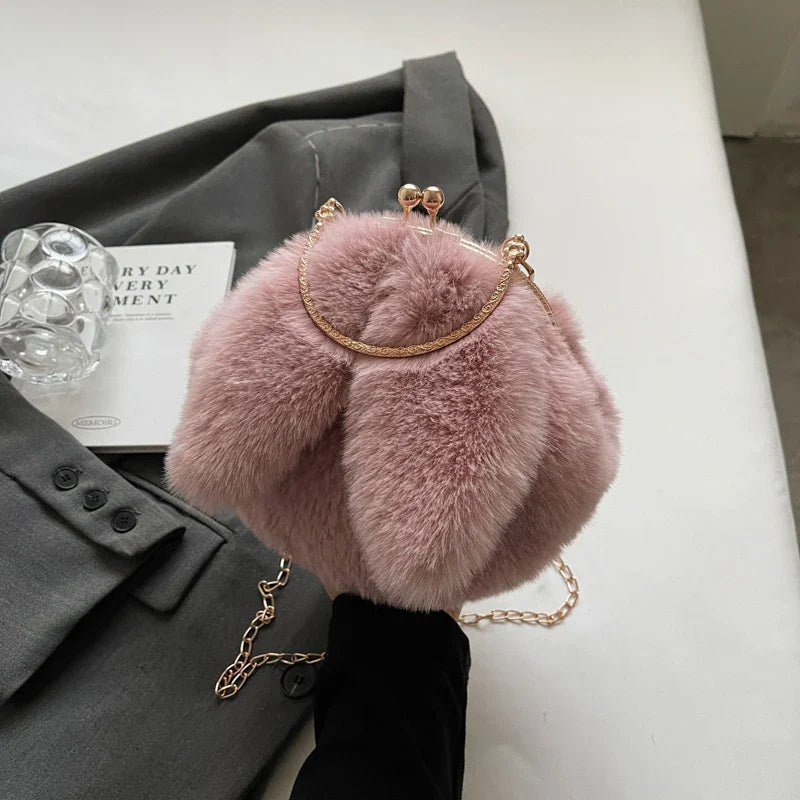 eybag Small Soft Plush Shoulder Side Bag for Women Winter Fashion Trend Design Handbags Tote Bags and Purse