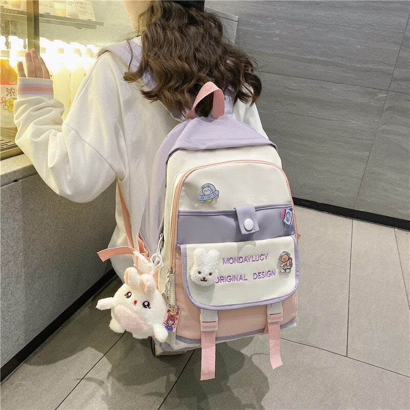 eybag Women Backpack Large Cute Female Multi-pocket Travel Bagpack Student Schoolbag for Teenage Girl Book Knapsack New Mochila 2022