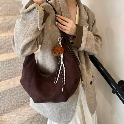 eybag Vintage Suede Tote Bag For Women Autumn Winter New Large Capacity Commute Shoulder Handbags Fashion Trend Underarm Bags Hobo Bag