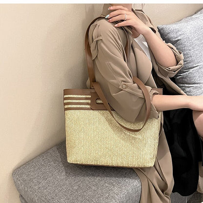 Lkblock Large Capacity Bag 2022 New Bag Women's Bag Summer Popular Woven Straw Bag Shoulder Bag Handbag Beach Resort Style Tote Bag