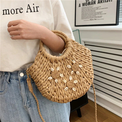 eybag Casual Handmade Rattan Handbags Female Crossbody Bags For Women Straw Bag Bohemia Beach Bags Totes Purses Women's Bag Sac