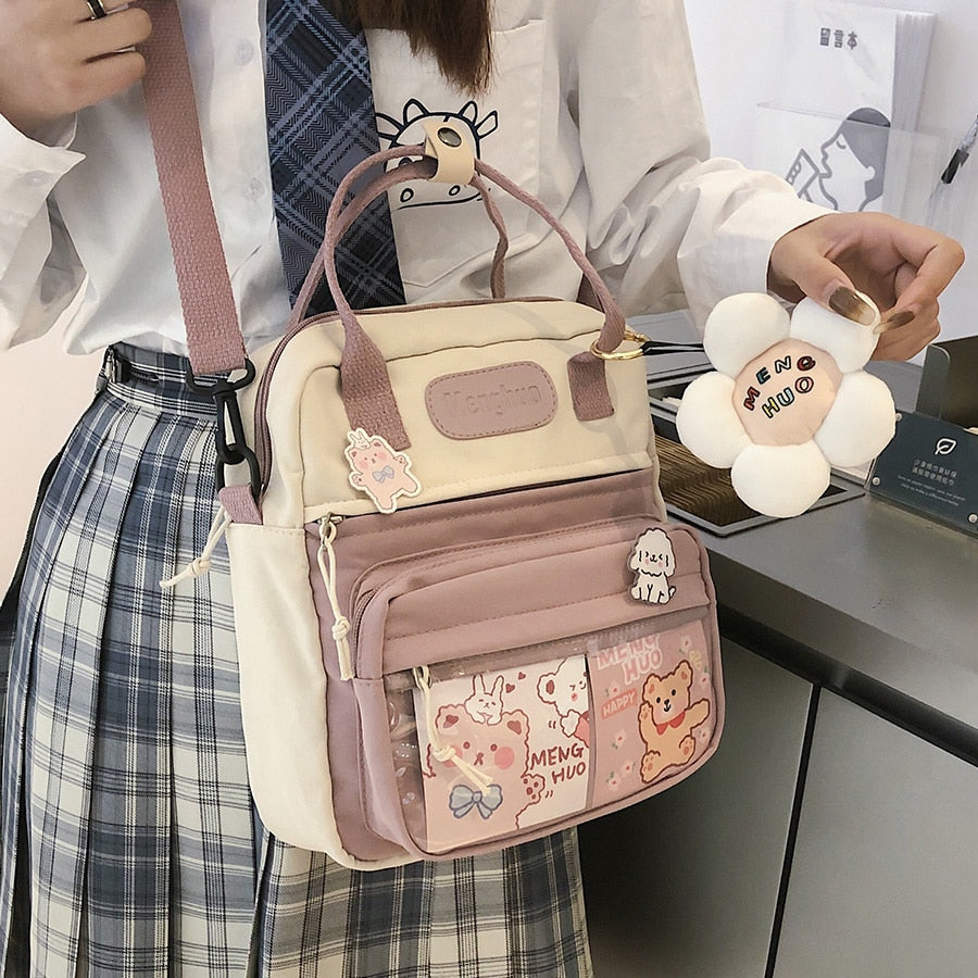 eybag Korean Style Cute  Backpacks Women Waterproof Nylon Small Shoulder Bags for Teenage Girls Schoolbags Flower Travel Backpack