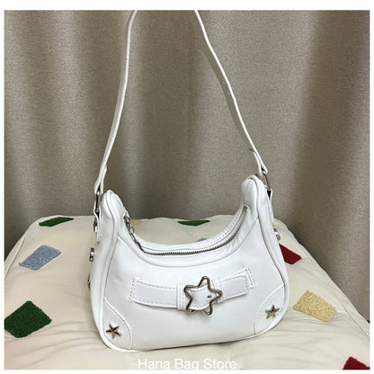 eybag - Vintage Star Handbags for Women Fashion Hobos Shoulder Underarm Bag Ladies Clutch Pu Leather Female Armpit Purses Y2k Cool Bag