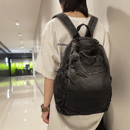 eybag New Trendy Cool Denim Backpack Women College Student Backpack Fashion Female School Bags For Teen Girls Boys Travel Student Bags