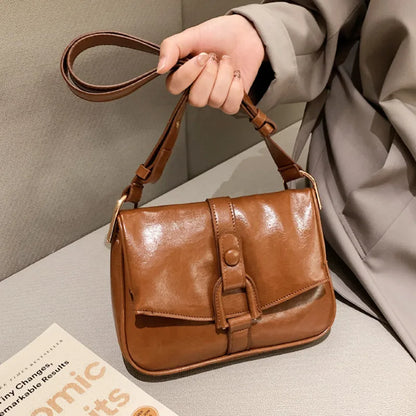 eybag Vintage PU Leather Shoulder Bags For Women Small Bag Solid Messenger Crossbody Bag Luxury Designer Handbags Women's Purses