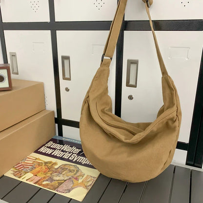 eybag Solid Color Canvas Female Crossbody Bags For Women Large Capacity Shopping Messenger Bag Student Shoulder Bag Unisex School Bag