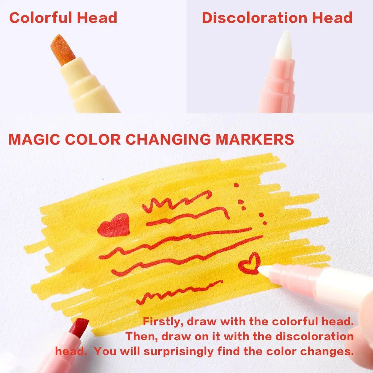 eybag Double-ended Magic Color Changing Highlighter Pen Set, Student Diary Scrapbook Painting, DIY Making, School office stationery