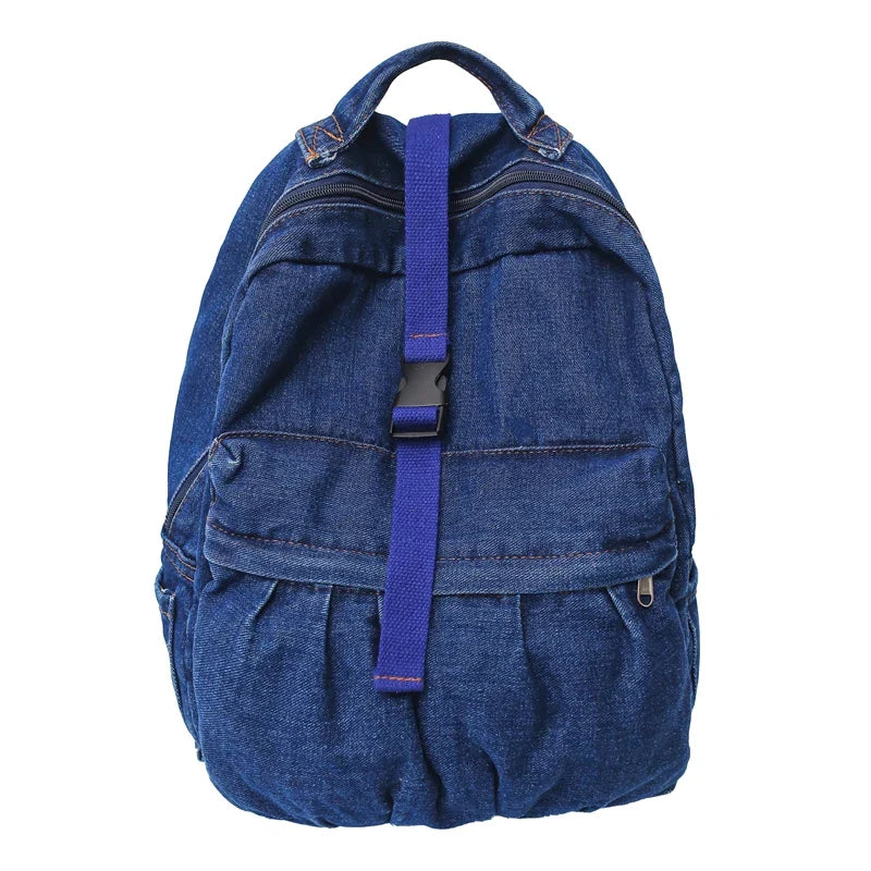 eybag New Casual Denim Blue Women Backpack Vintage Large Capacity Student Backpack Female College School Bags Boy Girl Travel Book Bag