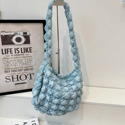 eybag Women's Bag High Quality Women's Zipper Large Capacity Dumpling Bag Women's Personalized Pleated Bubble Solid Handbag