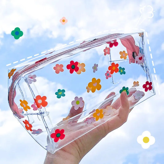 eybag Big Waterproof Transparent Pencil Case PVC Stationery Gift Girls Students Pencil Bag Kawaii Makeup Cosmetic Bag Travel Bags