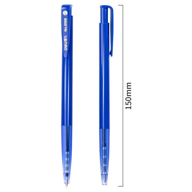 eybag DELI-Bullet Tip Ballpoint Pen Set, Fine Point 0.7mm, Blue Ink, Office and School Supplies, Stationery